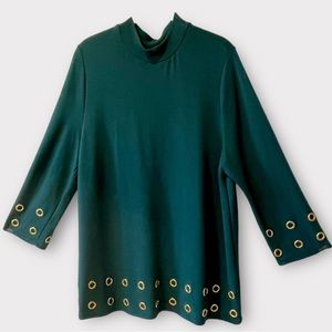 Chico’s Green Pima Cotton Grommet Tunic “gently worn”